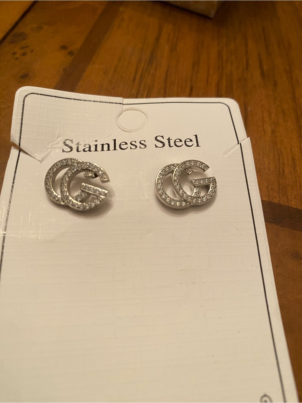 Fashion Jewelry Silver Crystal Interlocking G Stud Earrings